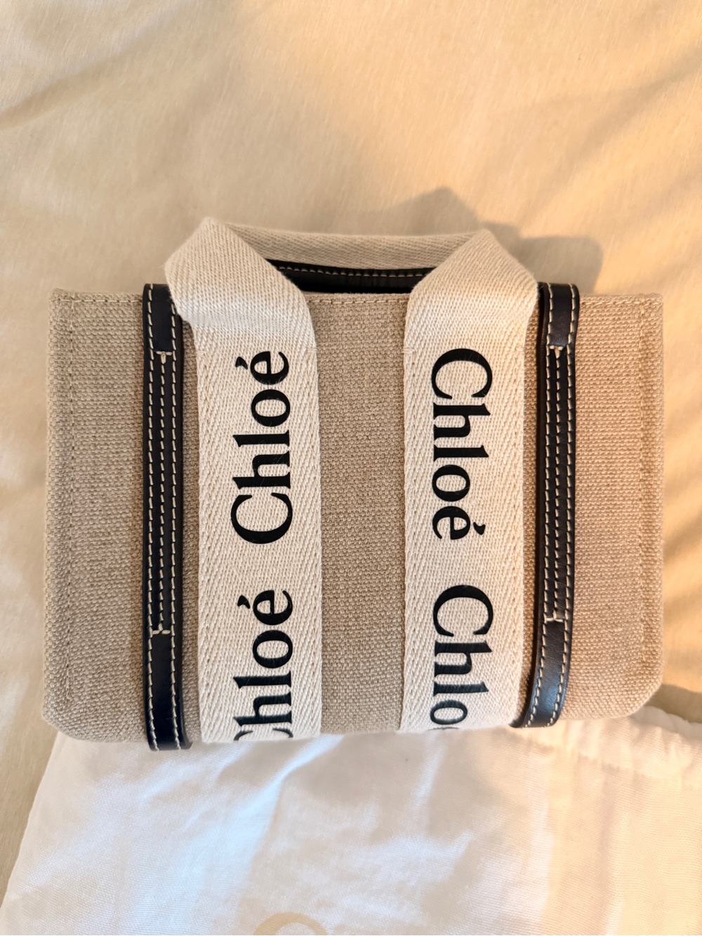 NWT Chloé 2way Mini Tote bag with Blue Trim